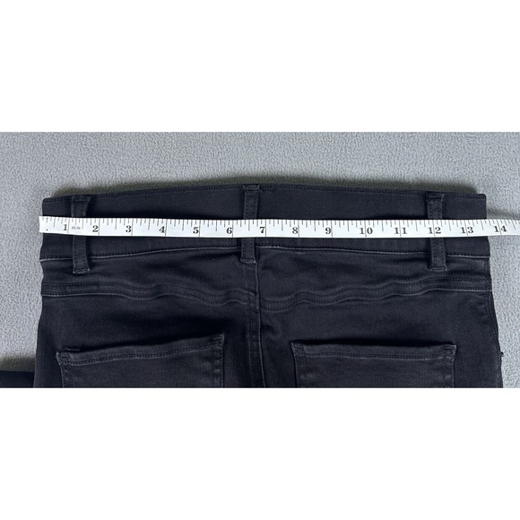Spanx Jeans Womens Small Black Cropped Flare Pull On Stretch Distressed Raw Hem - Picture 6 of 13
